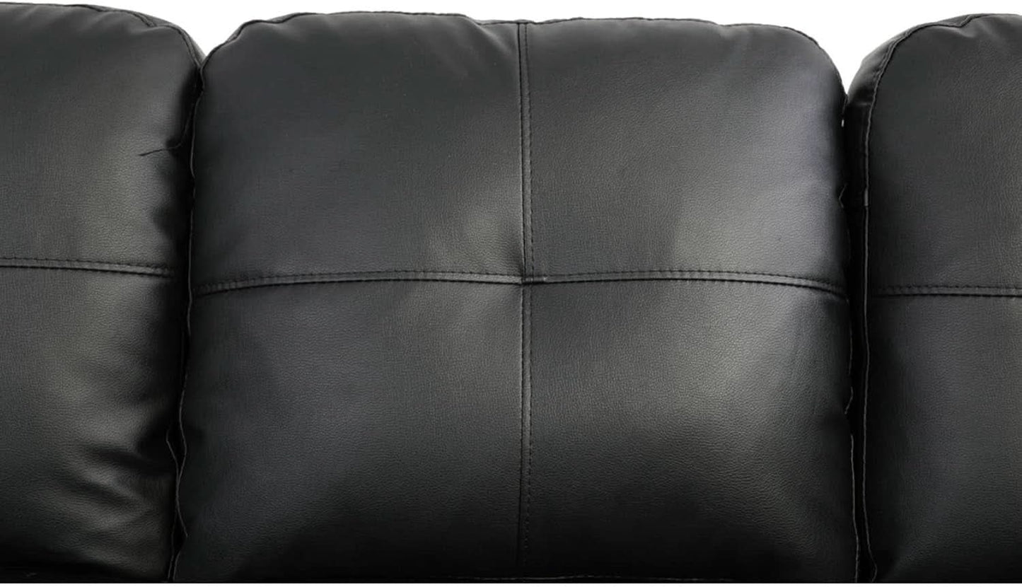 Faux Leather L Shaped Sectional Sofa Black 103 Inch Wide With Ottoman