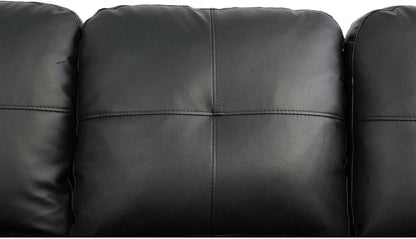 Faux Leather L Shaped Sectional Sofa Black 103 Inch Wide With Ottoman