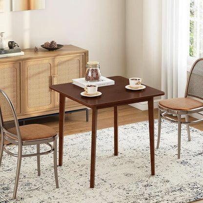 Brown Bamboo Square Dining Table 27.6 Inch For Small Spaces Easy Assembly