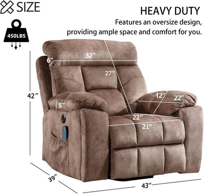Large Power Recliner With Massage And USB Charging