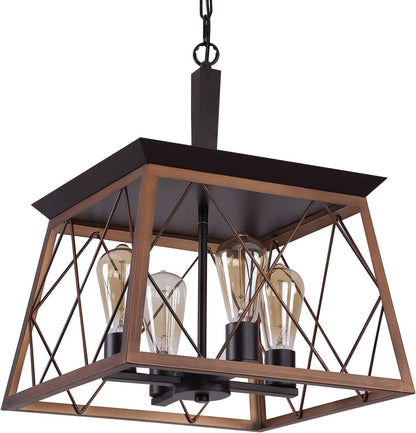 Bronze 4 Light Farmhouse Rustic Chandelier For Dining Room