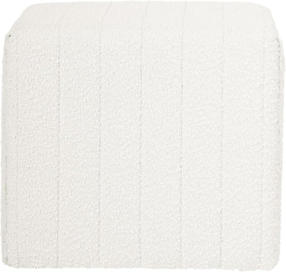 Cream Soft Boucle Upholstered Ottoman Footrest 18 Inches