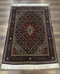 Persian Tabriz Rug 3x5, Wool on Silk Foundation, Very Fine 550 KPSI, Dark Navy Blue