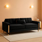 Two Piece Loveseat Sofa Set For Living Room 86 Inch Black Velvet Upholstery Quality Living Room Furniture