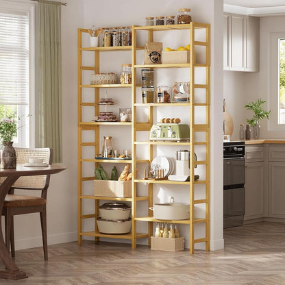 6 Ft Tall Bamboo Bookshelf For Home Office Living Room