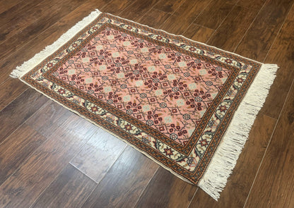 Turkish Sivas Rug 3x4, Pink, Handmade, Wool, Vintage