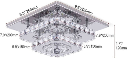 Crystal Square LED Ceiling Light Two Layer Flush Mount