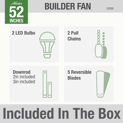 Builder Deluxe 52 Inch Brushed Nickel Indoor Ceiling Fan