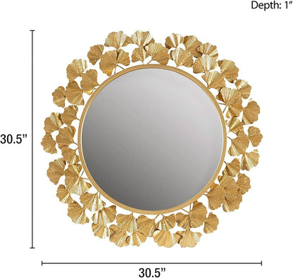 Round Wall Mirror 30.5 Inch Iron Eden Gold For Living Room