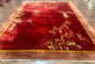 Red Chinese Art Deco Rug 9x11, Simple Design, Wool Chinese Area Rug, Antique