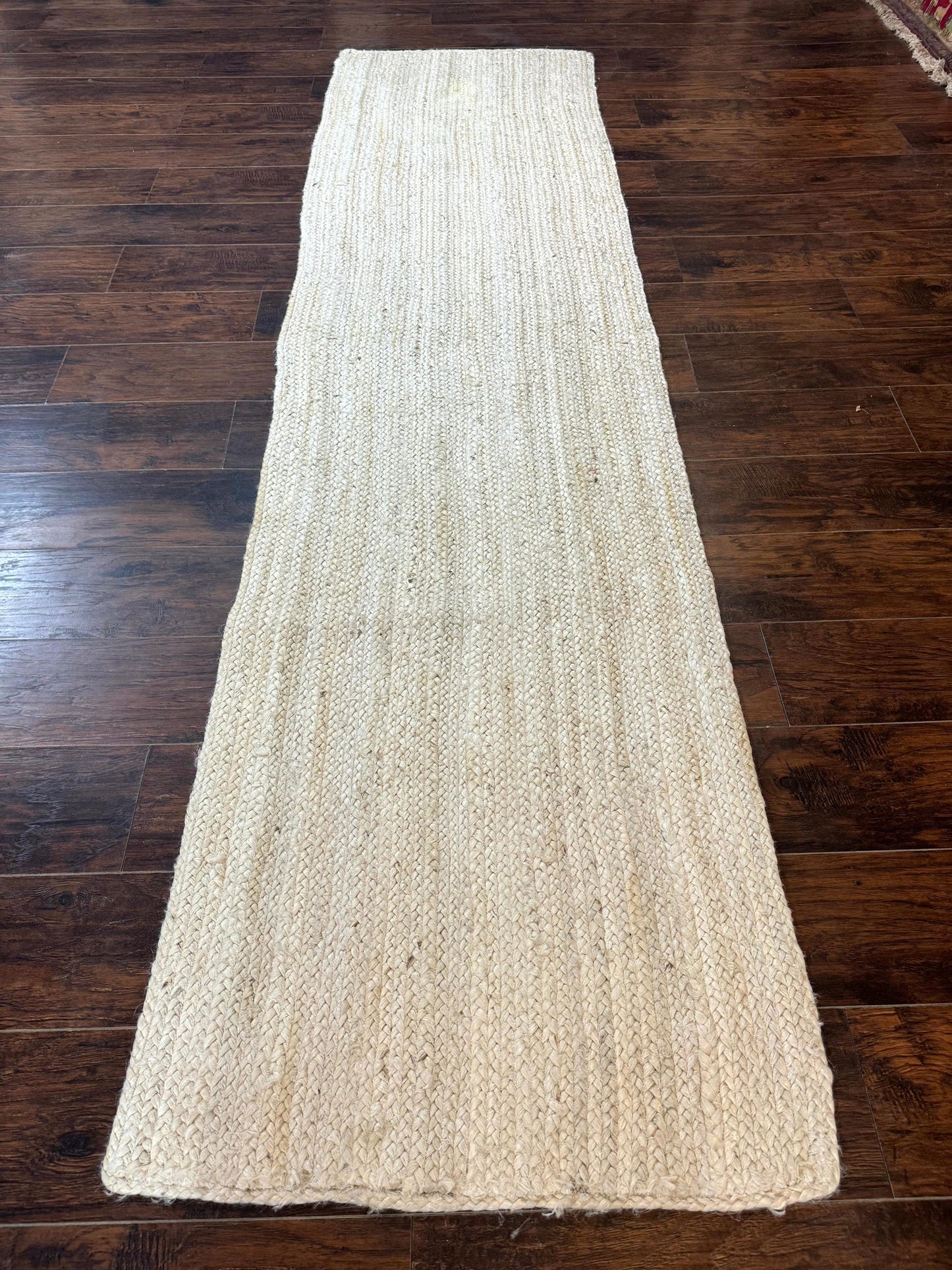 Modern Jute Runner Rug 2.7 x 10, Rug for Hallway or Kitchen, Farmhouse Rug