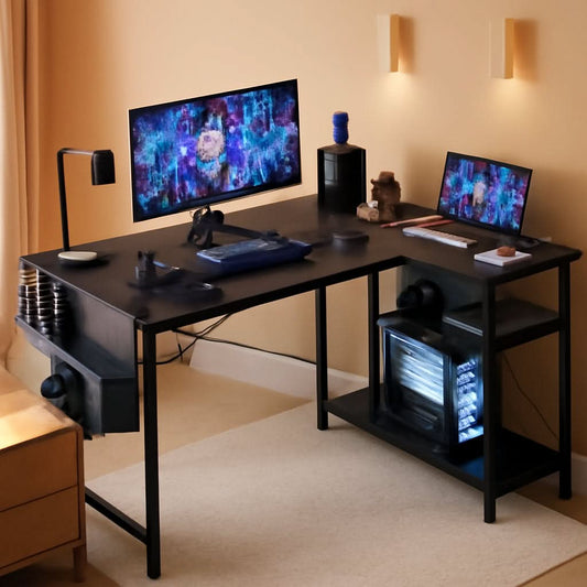 L Shaped Computer Desk With Power Outlets 47 Inch Corner