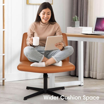 Criss Cross Armless Office Chair Height Adjustable Brown