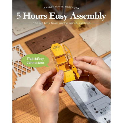 DIY Garden House Book Nook Kit With LED Lights Bookshelf