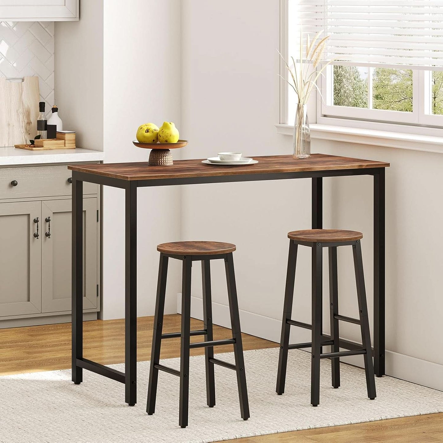 Bar Stools Set Of 2 24.8 Inch Rustic Brown Kitchen Island