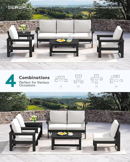 HDPE Outdoor Patio Furniture Set 7 Piece All Weather
