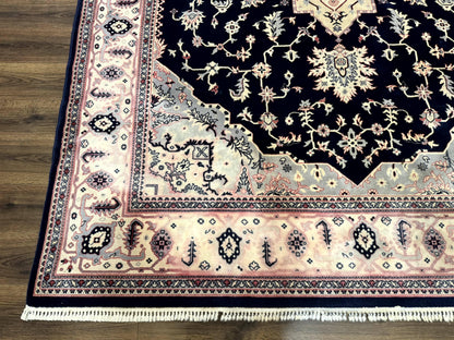 Karastan Rug 8x11 Navy Serapi, Kara Shah Rug, Navy Blue, Vintage Karastan Area Rug Wool Pile Karastan Rug