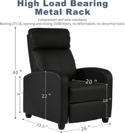Black Wingback Recliner With Massage Therapy Living Room