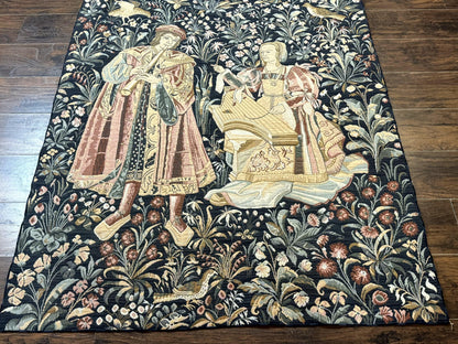 Vintage Belgium Tapestry 4x5, The Concet Musicians, Green