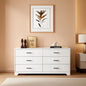 White Wood 6 Drawer Dresser With Inlaid Handle Design