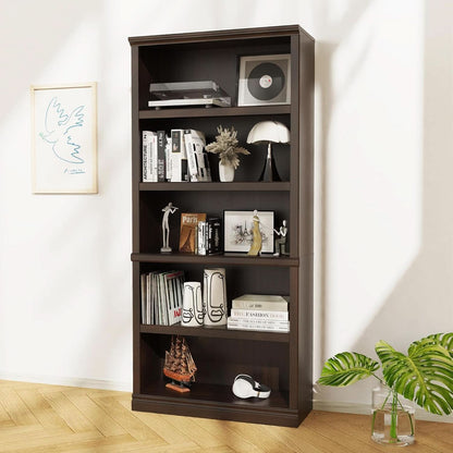 Bevfint 70 Inch Dark Cherry 5 Tier Floor Standing Bookcase