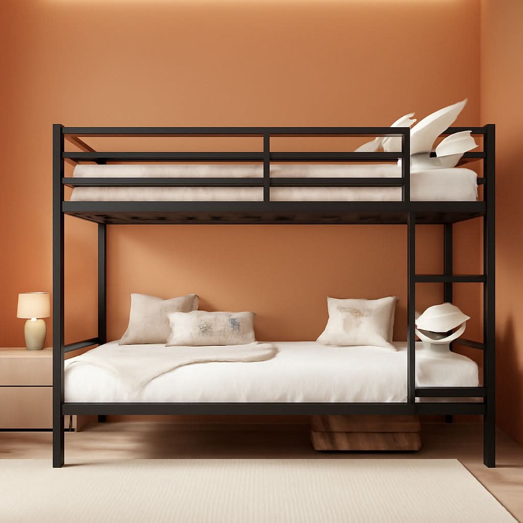 Rustic Brown Twin Over Twin Bunk Bed With Under Bed Storage