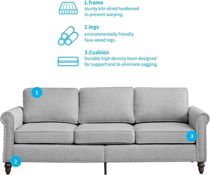 Light Grey Small Space Living Room Couch Set With Loveseat