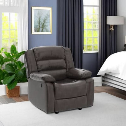 Manual Recliner Chair In Dark Brown Breathable Faux Leather
