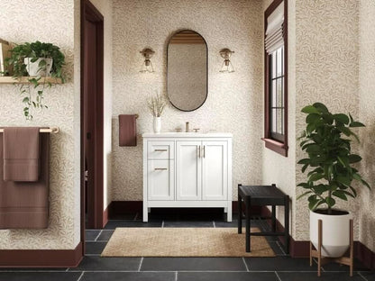 18W X 36H Oval Framed Wall Mount Vanity Mirror Matte Black