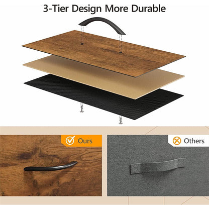 Rustic Wood 5 Drawer Dresser For Bedroom Storage Cabinet