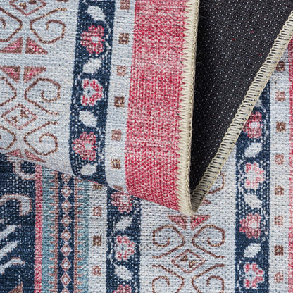 Paulina Pale Pink & Midnight Blue Persian Vintage Rug