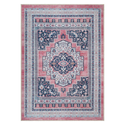 Paulina Pale Pink & Midnight Blue Persian Vintage Rug