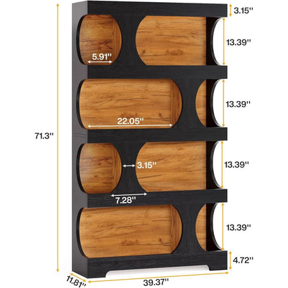 Black 71 Inch Tall Bookcase Modern Storage Display