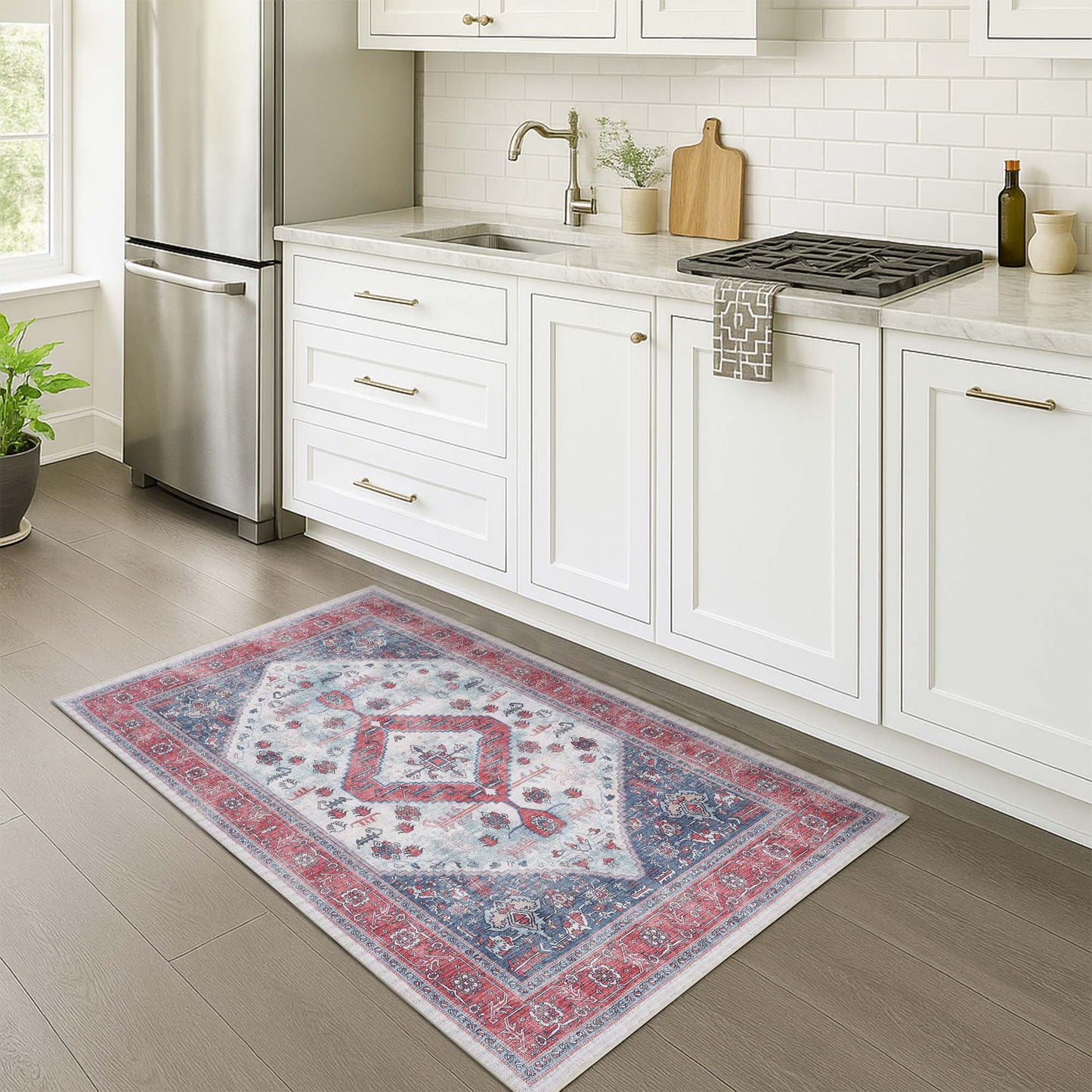 Sandrine Blue Orange Serapi Antique Persian Rug