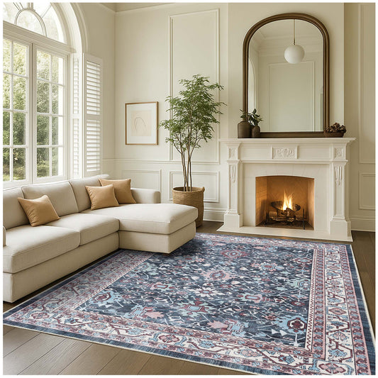 Axelle Blue Turkish Oushak Vintage Rug