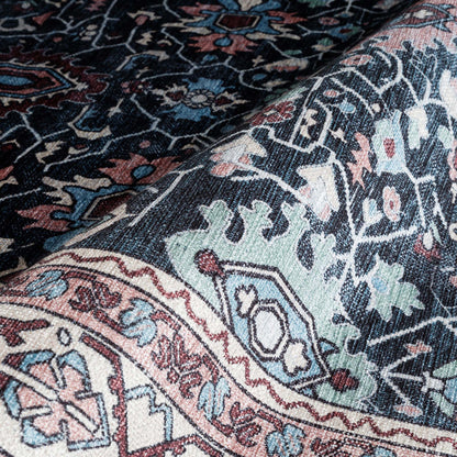 Axelle Blue Turkish Oushak Vintage Rug