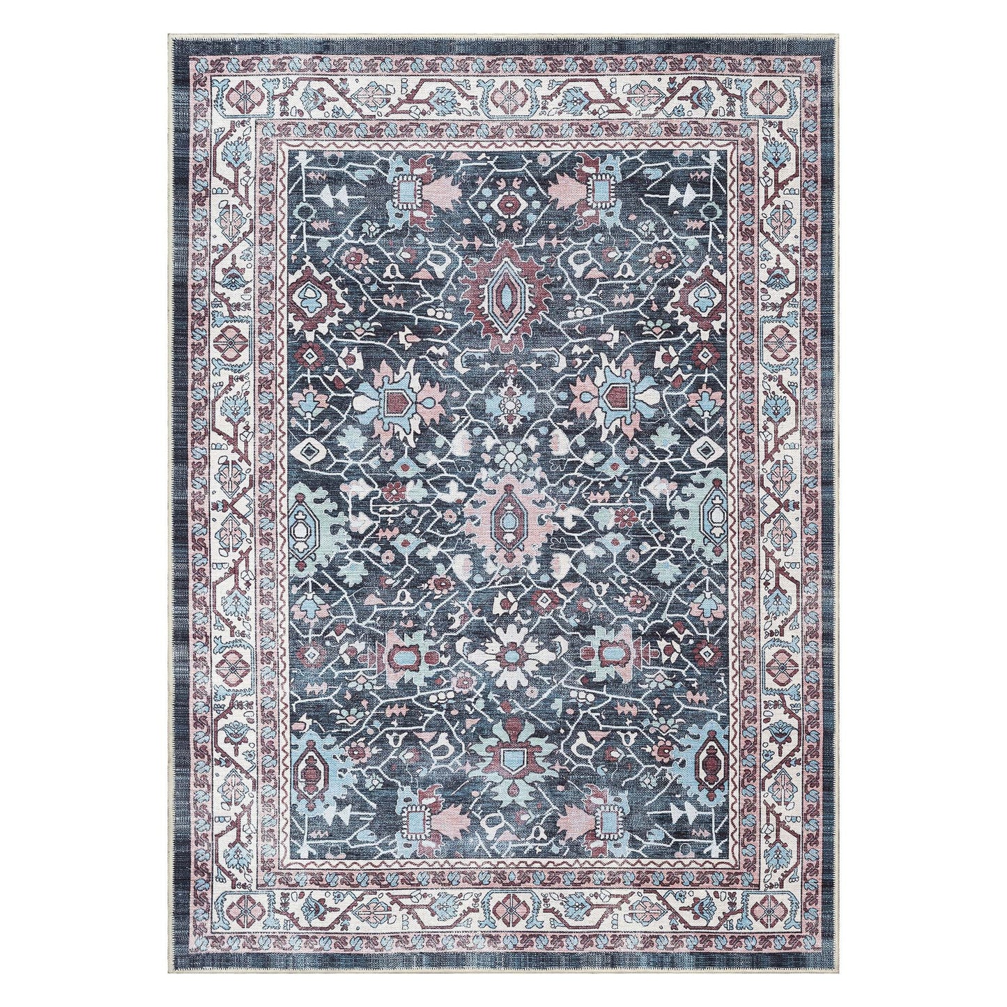 Axelle Blue Turkish Oushak Vintage Rug