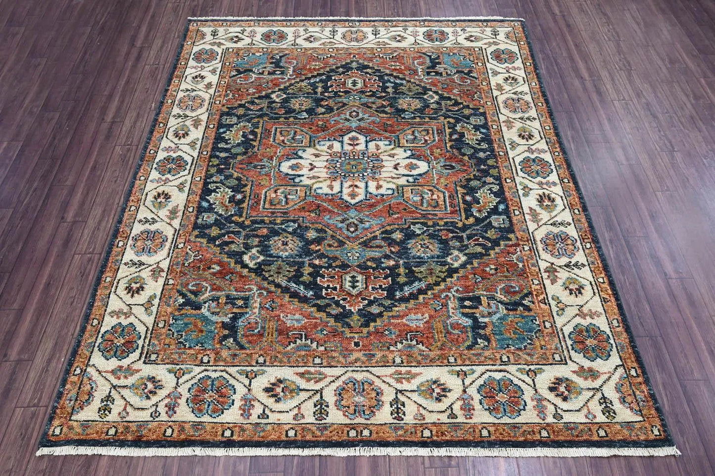 Multi Size Navy Hand Knotted Traditional Oushak Wool Oriental Area Rug