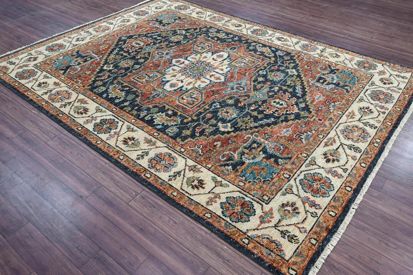 Multi Size Navy Hand Knotted Traditional Oushak Wool Oriental Area Rug