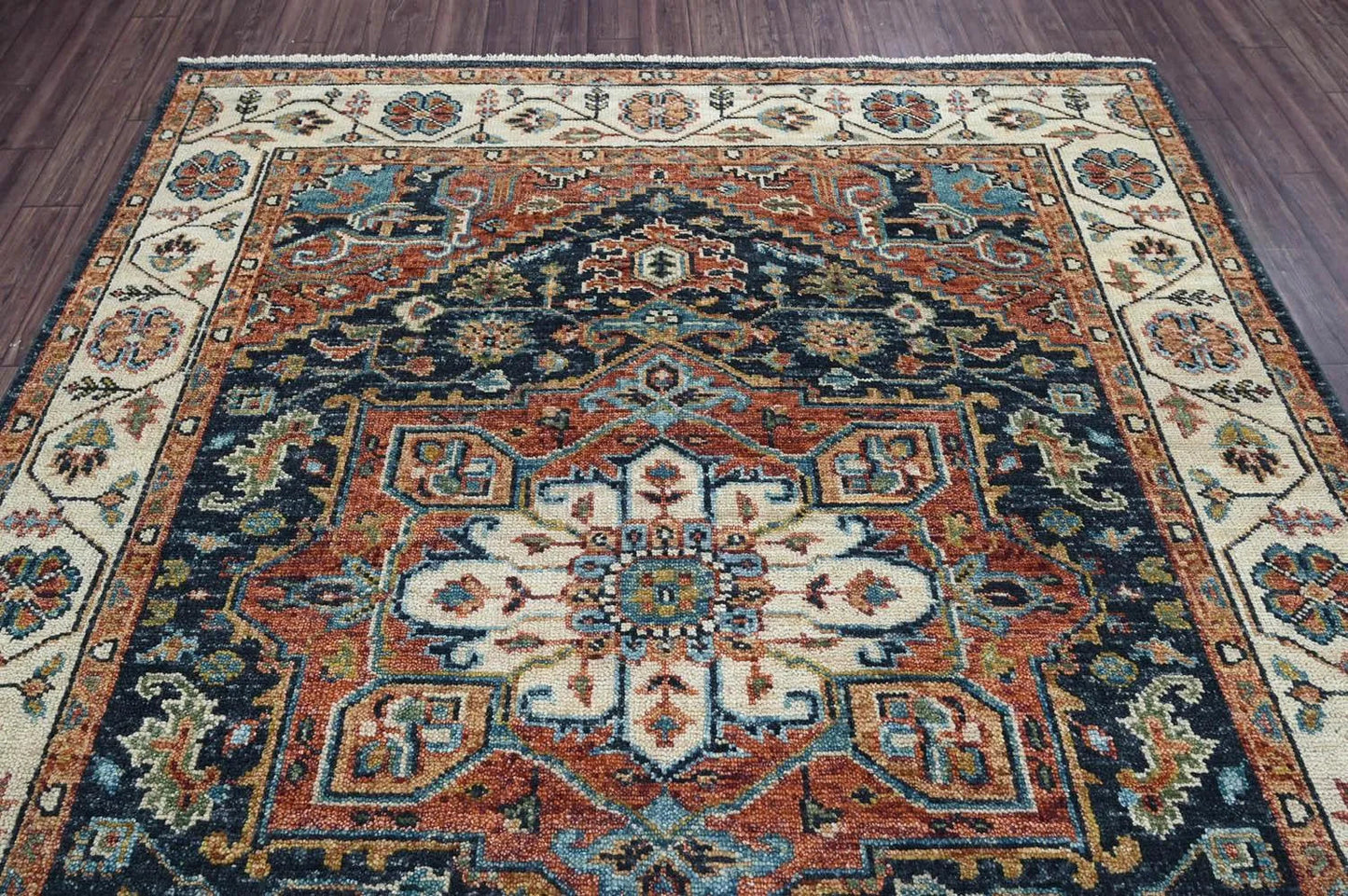Multi Size Navy Hand Knotted Traditional Oushak Wool Oriental Area Rug