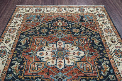 Multi Size Navy Hand Knotted Traditional Oushak Wool Oriental Area Rug