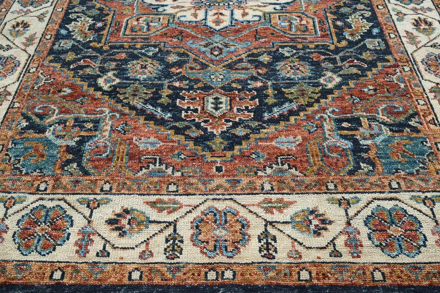 Multi Size Navy Hand Knotted Traditional Oushak Wool Oriental Area Rug