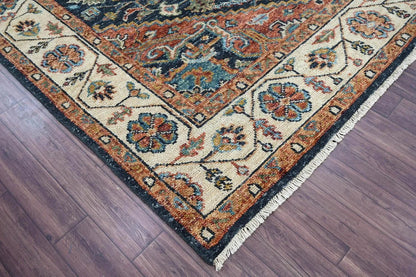 Multi Size Navy Hand Knotted Traditional Oushak Wool Oriental Area Rug