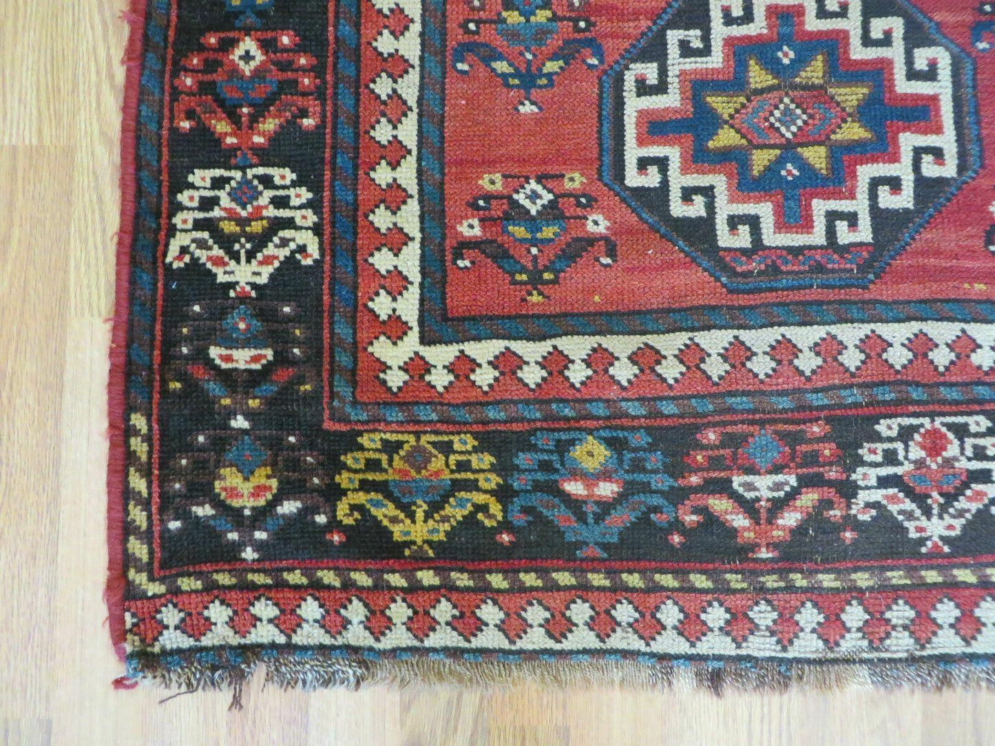 3' 3" X 10' Hand-Knotted Antique Handmade Caucasian Kazak Wool Runner Rug