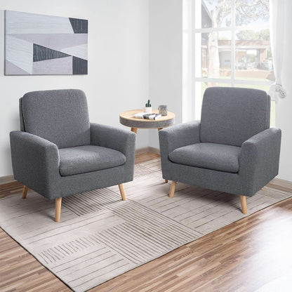 Gray Mid Century Modern Plush Upholstered Armchair