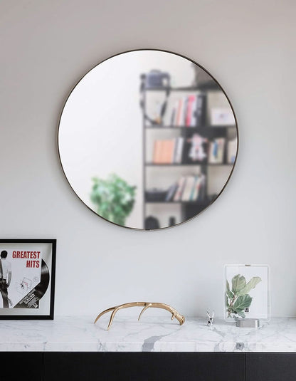 34 Inch Circle Mirror Titanium Finish For Entryways