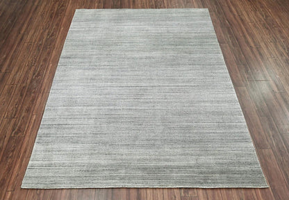 Multi Size Tone on Tone Gray Hand Knotted Tibetan Omre 100% Wool Modern & Contemporary Oriental Area Rug