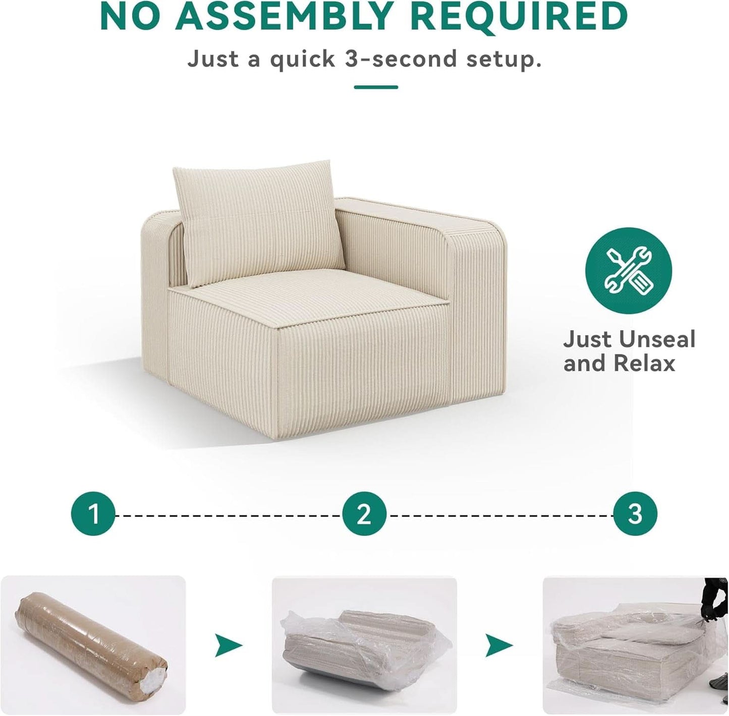 107 Inch Cloud Modular Sofa with Deep Seats Comfort