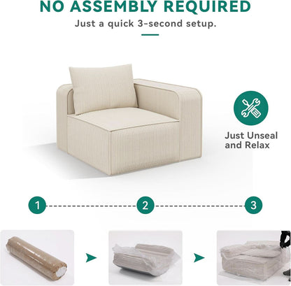 107 Inch Cloud Modular Sofa with Deep Seats Comfort