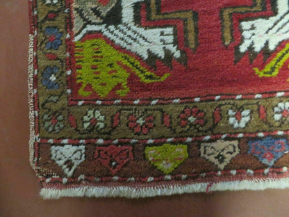 20" X 38" Antique Handmade Turkish Oushak Oshak Yastik Wool Rug Mat Turkey Nice